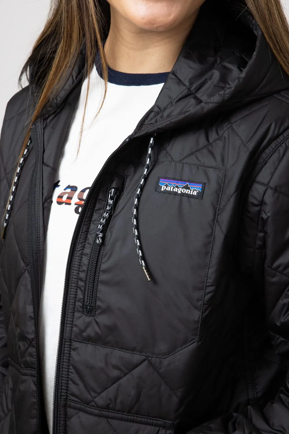 Patagonia Women’s Diamond Quilted Bomber Hoody Jacket in Black | 20695-BLK