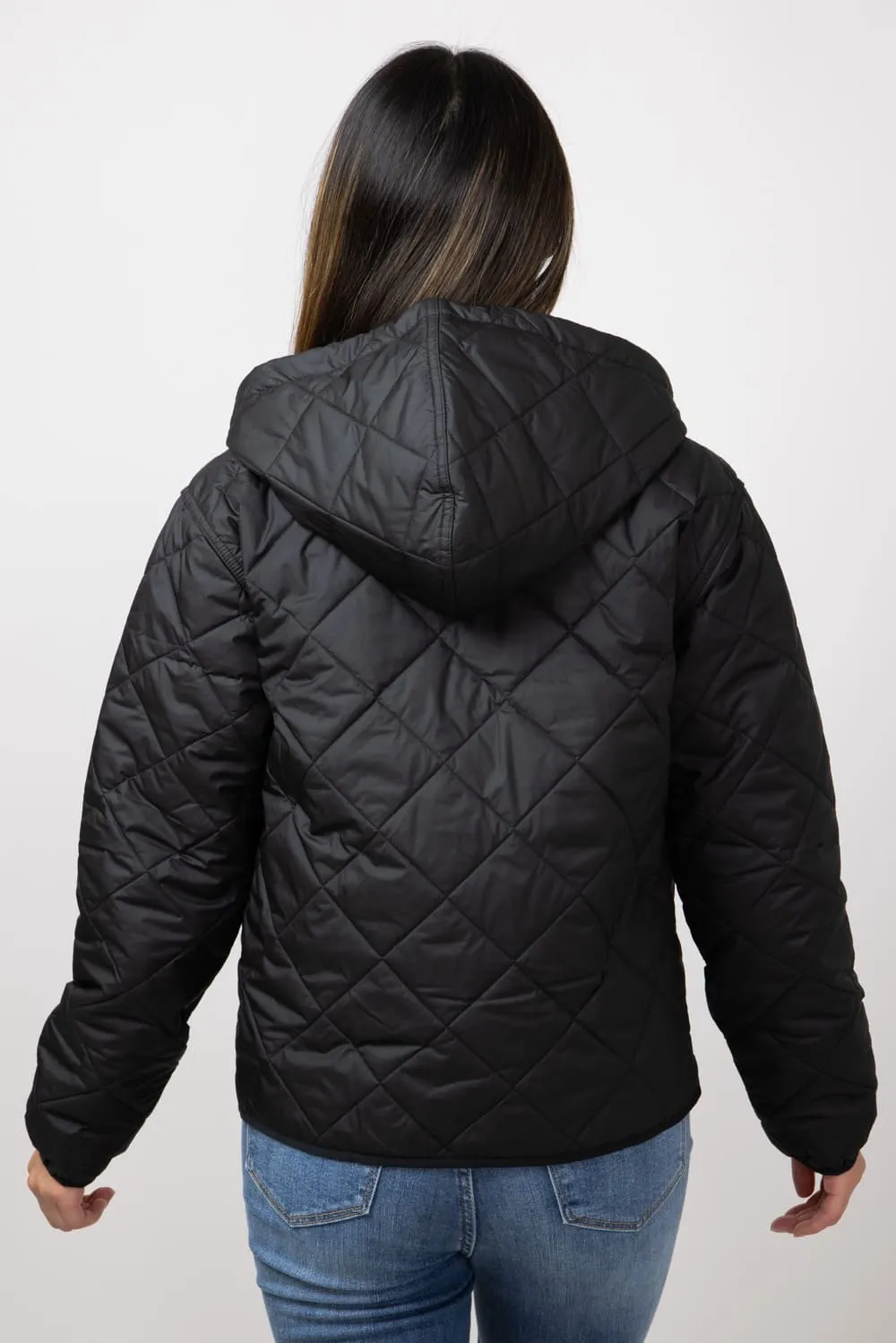 Patagonia Women’s Diamond Quilted Bomber Hoody Jacket in Black | 20695-BLK