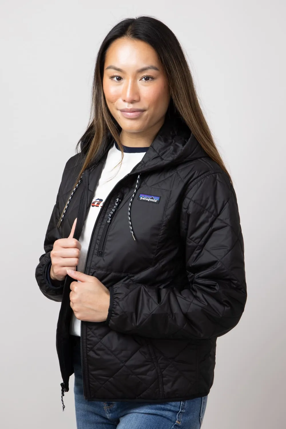 Patagonia Women’s Diamond Quilted Bomber Hoody Jacket in Black | 20695-BLK