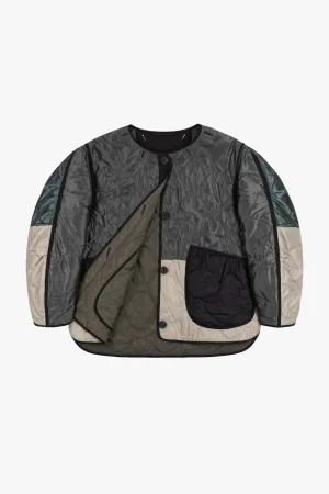 Patchwork Quilt Jacket - Anthracite & Mineral Green / Dark Olive