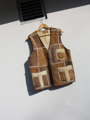 Patchwork Shearling Vest