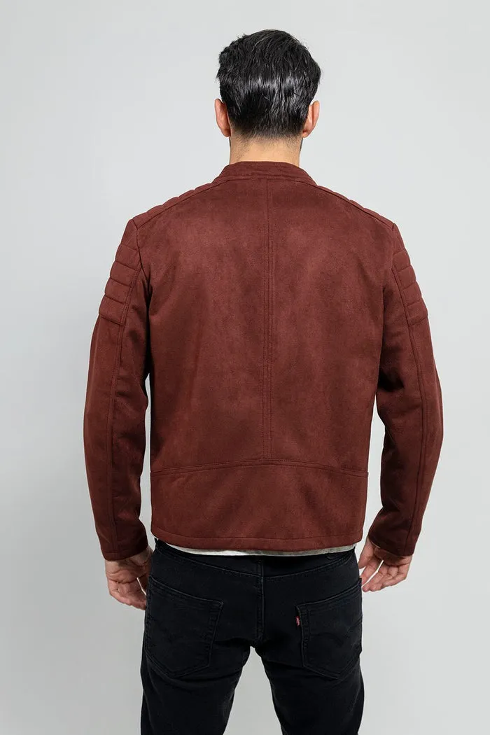Payton - Men's Vegan Faux Suede Jacket (Maroon)