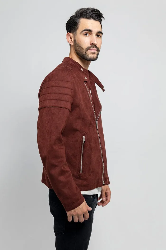 Payton - Men's Vegan Faux Suede Jacket (Maroon)
