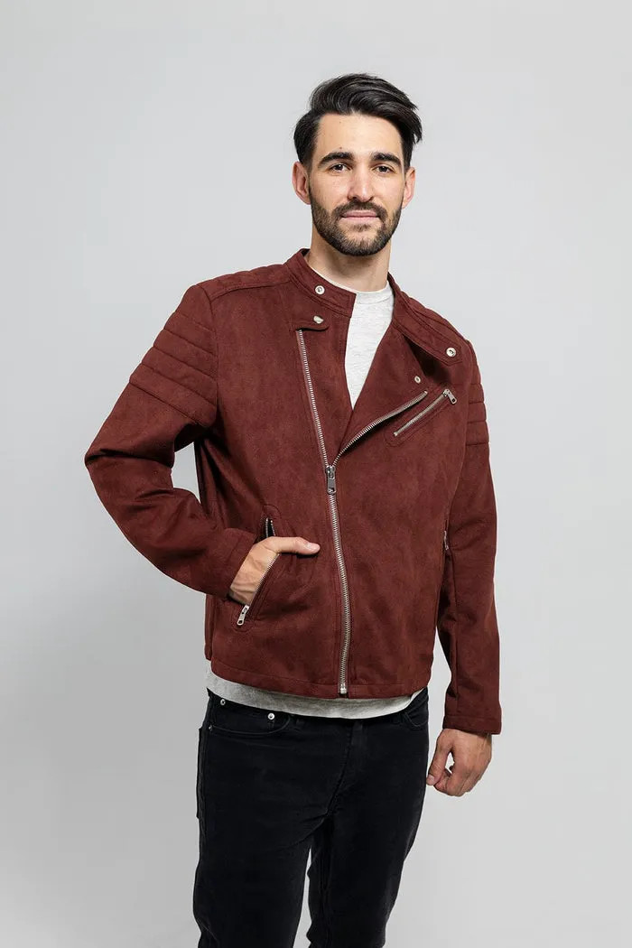 Payton - Men's Vegan Faux Suede Jacket (Maroon)