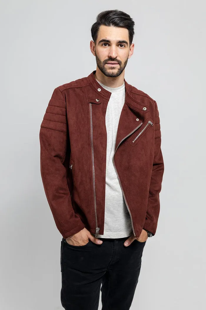 Payton - Men's Vegan Faux Suede Jacket (Maroon)