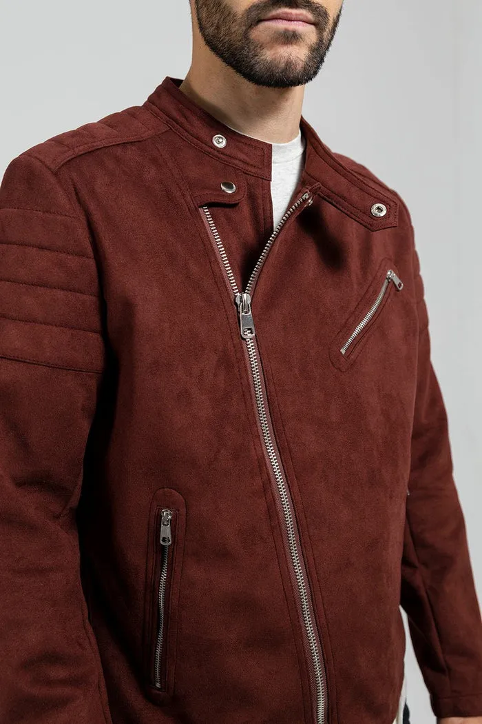 Payton - Men's Vegan Faux Suede Jacket (Maroon)