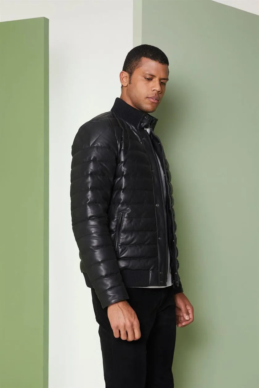 Perona   I   Mens-Outerwear-Down Fill Leather Jackets-Kian Pwa-Fv21-3041-Black   AS8227
