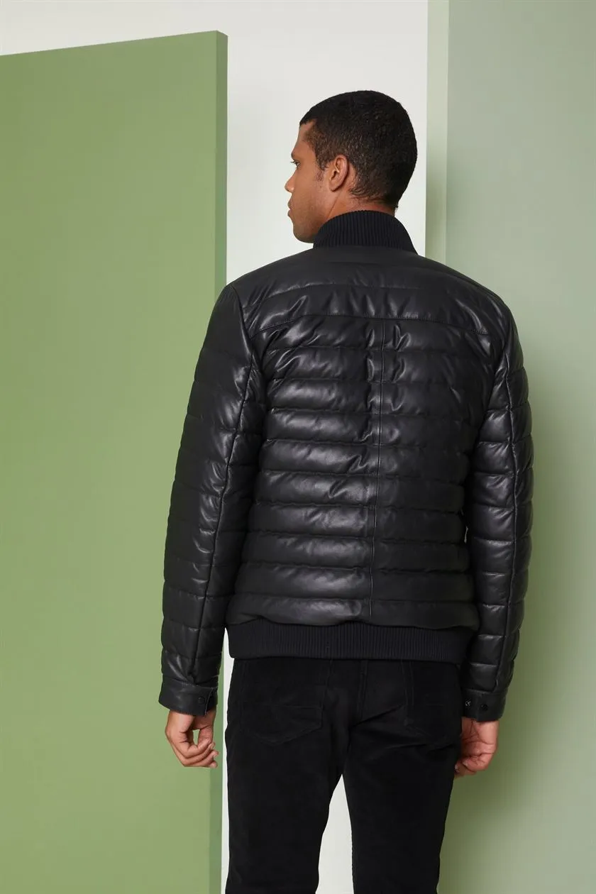 Perona   I   Mens-Outerwear-Down Fill Leather Jackets-Kian Pwa-Fv21-3041-Black   AS8227