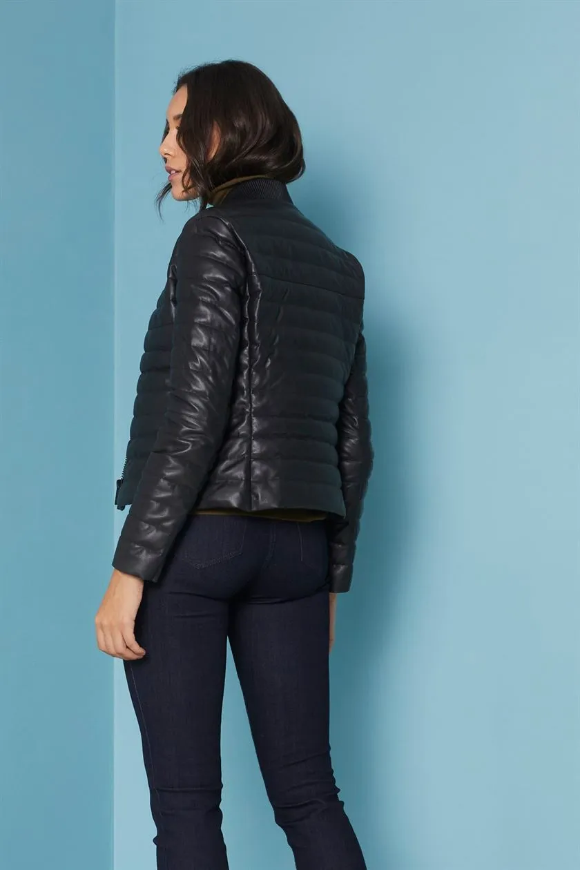 Perona   I   Womens-Outerwear-Down Fill Leather Jackets-Kaia Pwa-Fv21-3040-Black   AS8207