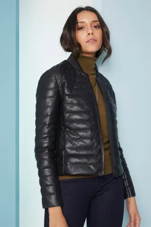 Perona   I   Womens-Outerwear-Down Fill Leather Jackets-Kaia Pwa-Fv21-3040-Black   AS8207