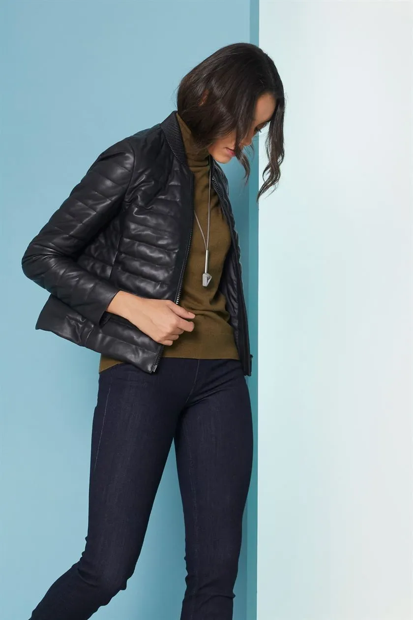Perona   I   Womens-Outerwear-Down Fill Leather Jackets-Kaia Pwa-Fv21-3040-Black   AS8207
