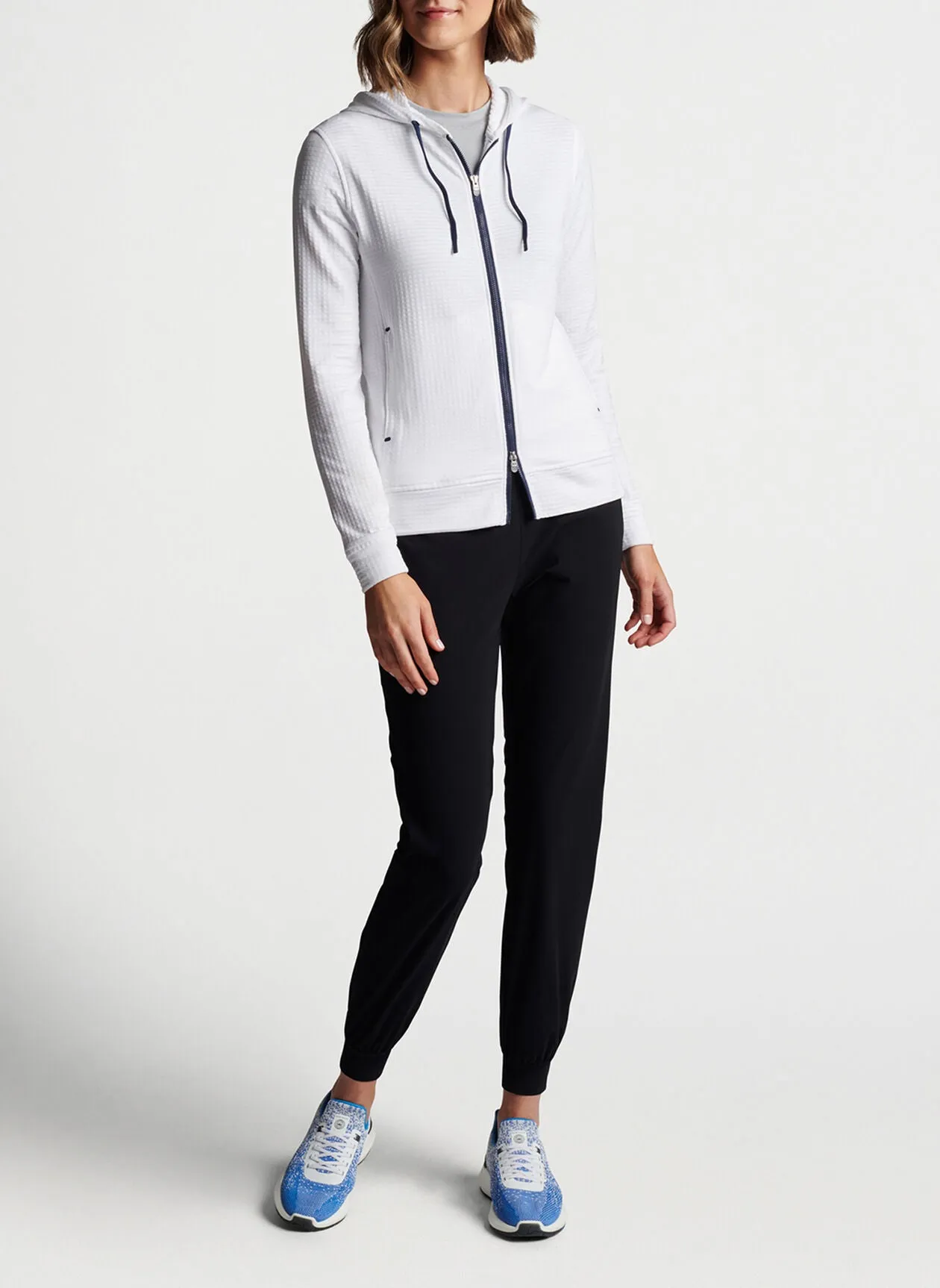 Peter Millar Womens French Terry Full-Zip Hoodie - WHITE