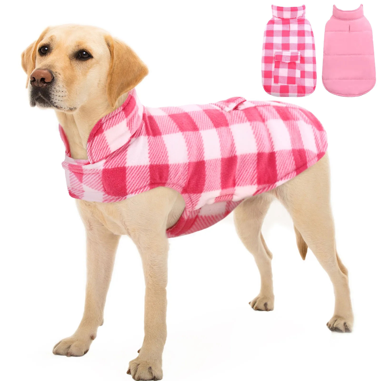 Plaid Reversible Fleece Dog Winter Coat British Style Plaid