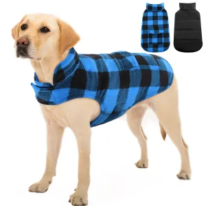Plaid Reversible Fleece Dog Winter Coat British Style Plaid