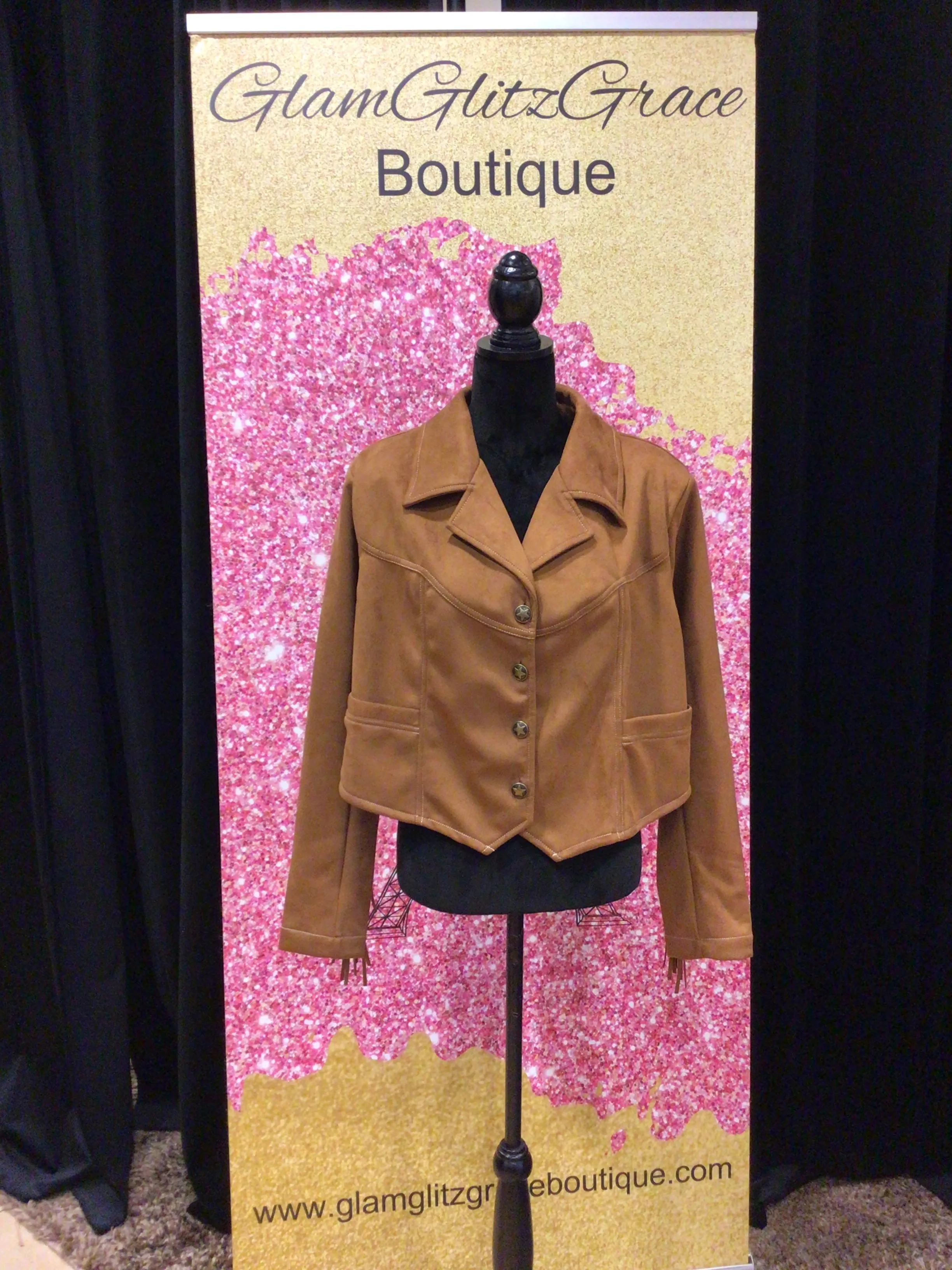 Plus size crop western suede fringe jacket