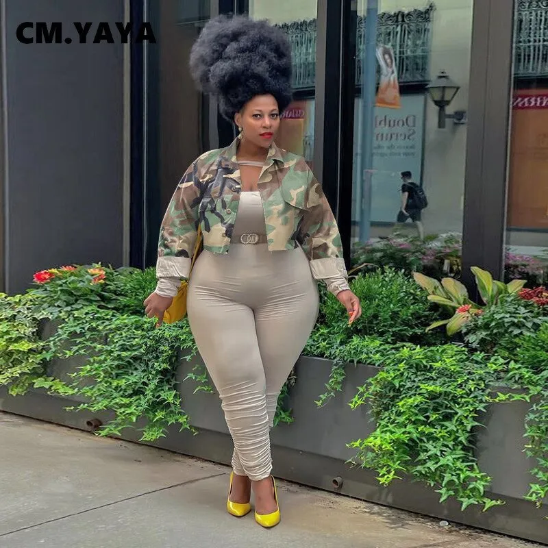 Plus Size Jackets Camouflage Straight Loose Short Coat