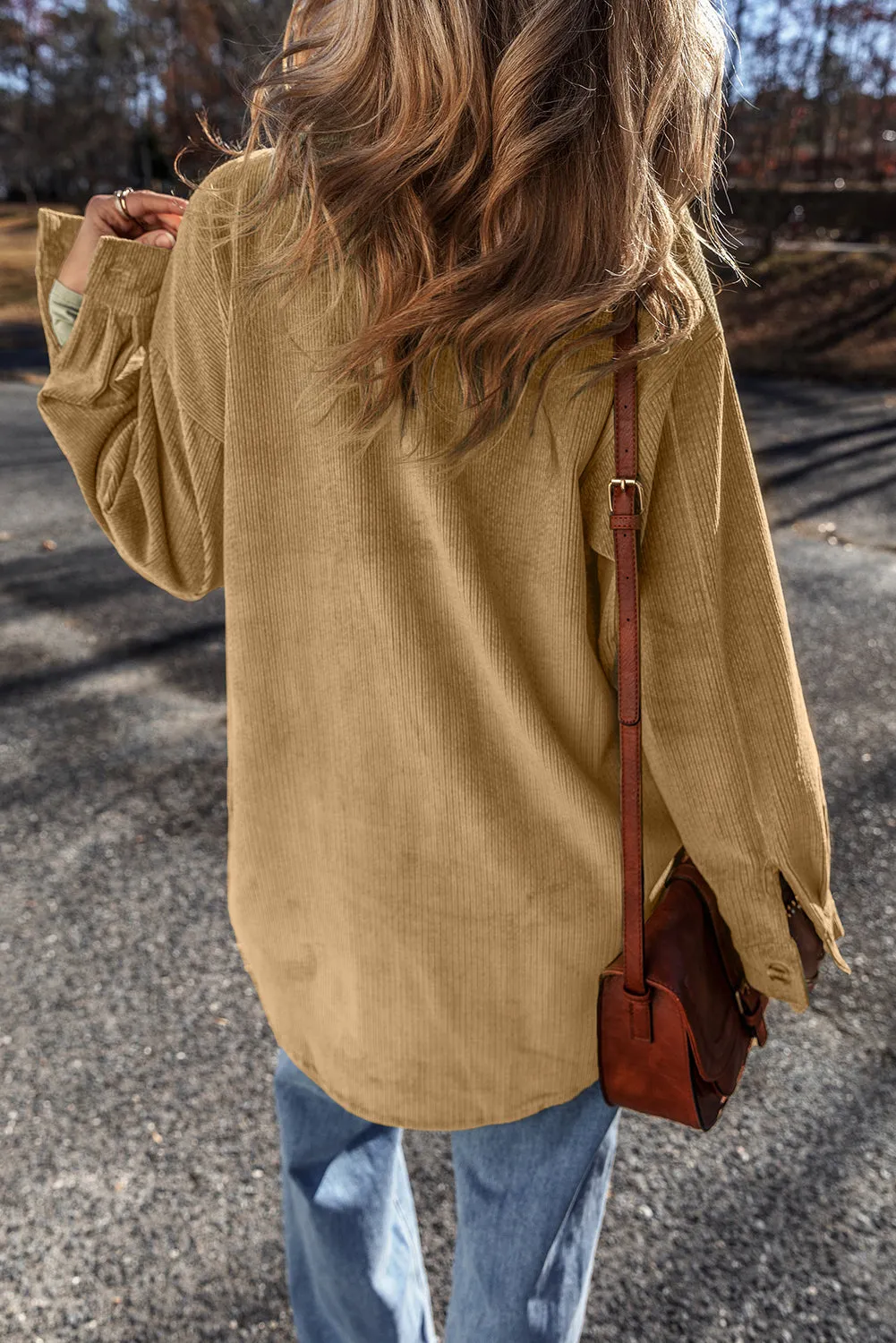 Pocket Button Up Corduroy Shacket