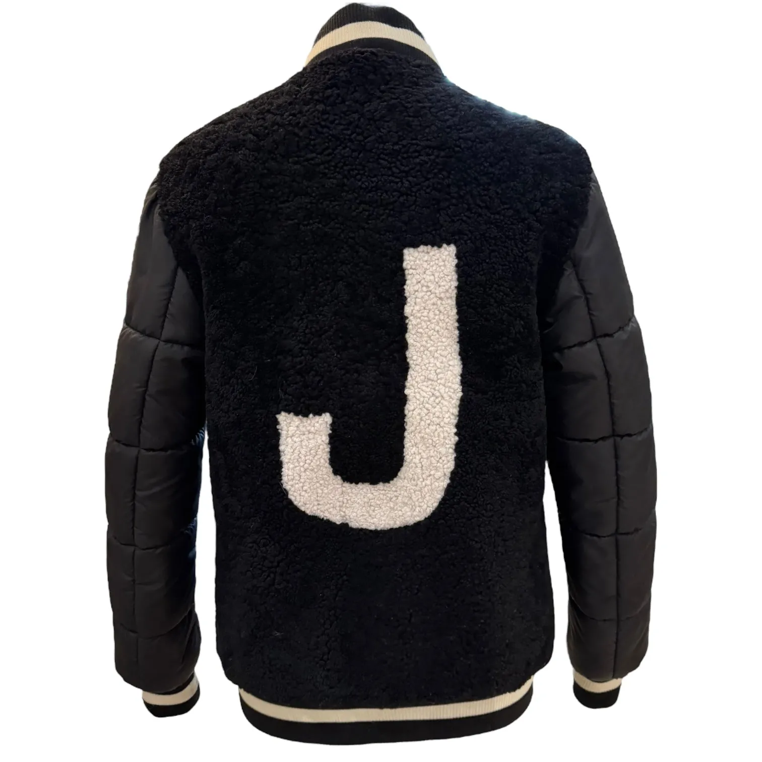 Popski Black Leather Shearling Bomber Jacket - 10