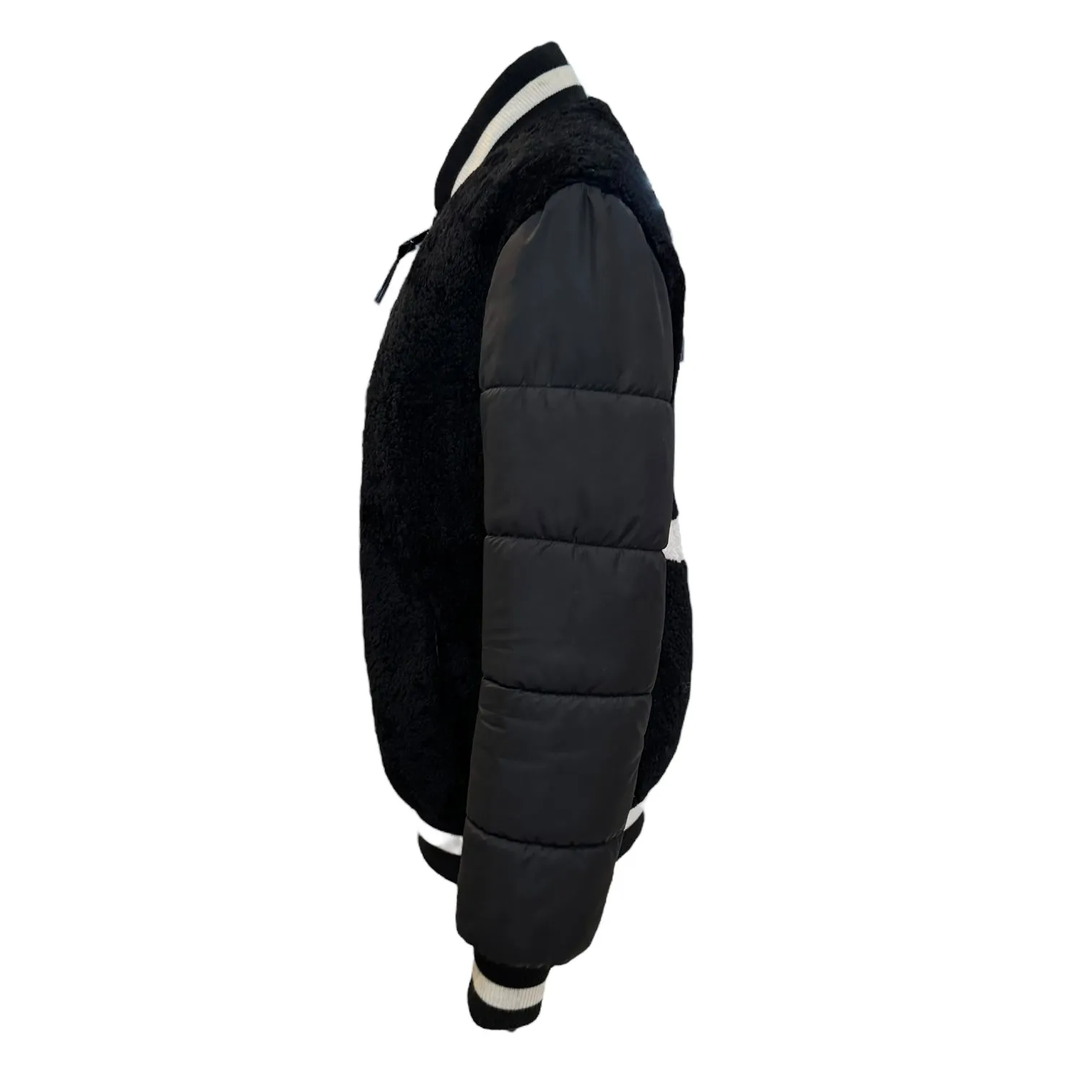 Popski Black Leather Shearling Bomber Jacket - 10