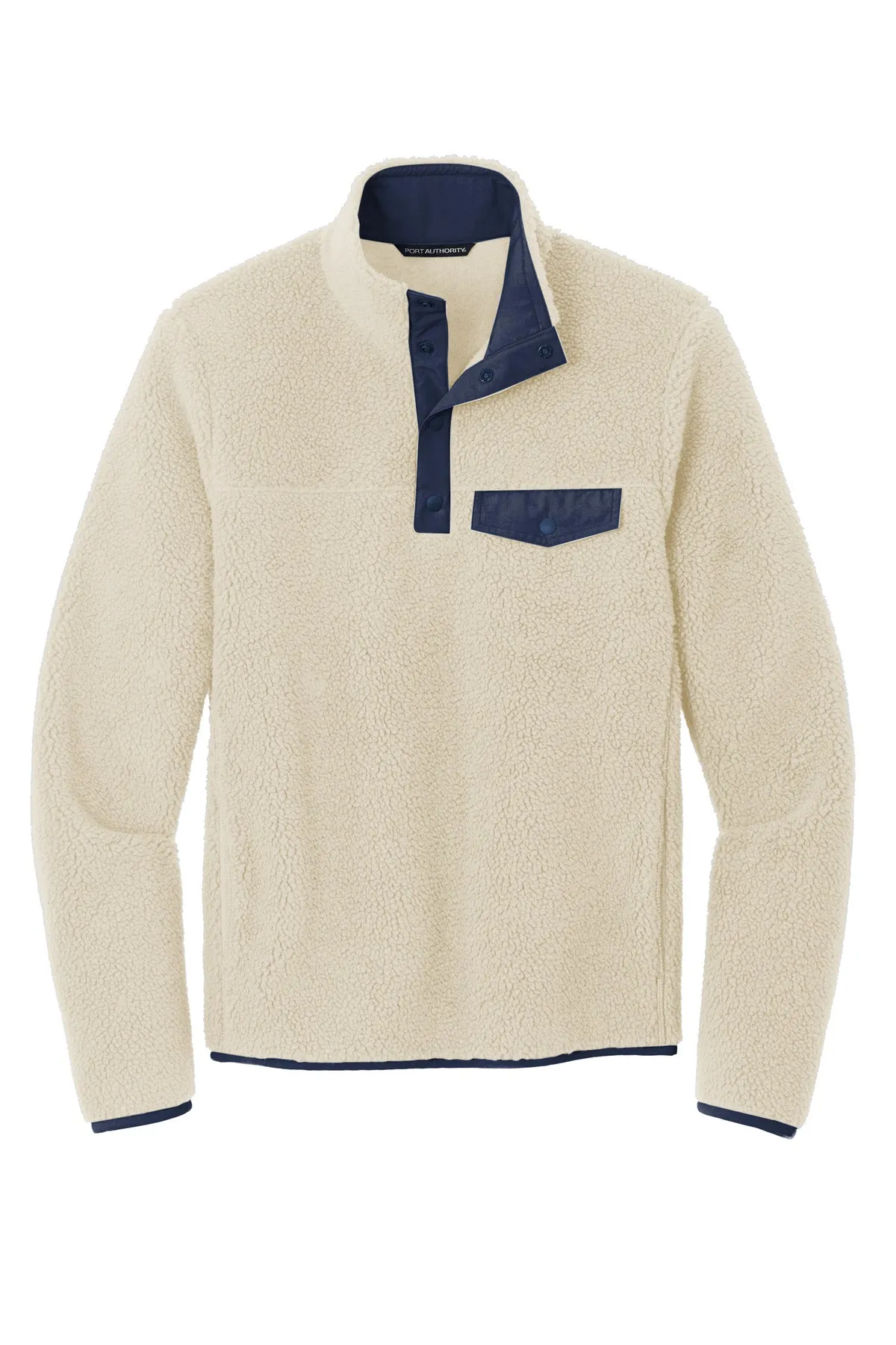 Port Authority Camp Fleece Snap Pullover F140 Oat/ Dress Blue Navy