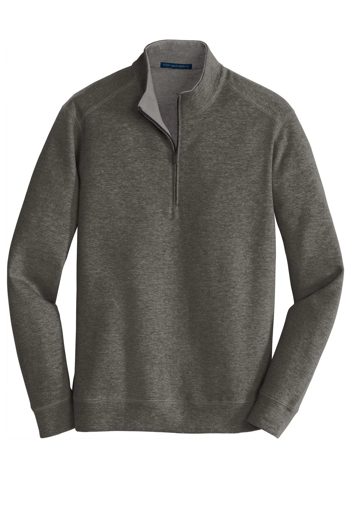 Port Authority Interlock 1/4-Zip. K807 Charcoal Heather/ Medium Heather Grey