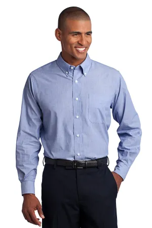 Port Authority Tall Crosshatch Easy Care Shirt. TLS640 Chambray Blue Tall