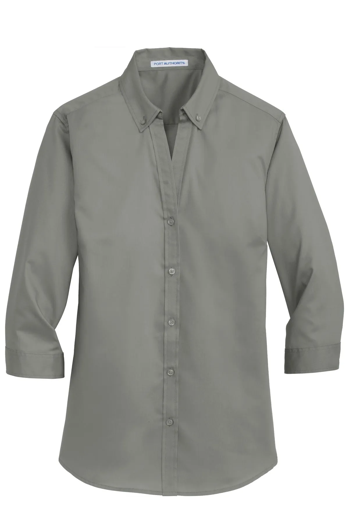 Port Authority Women's 3/4-Sleeve SuperPro Twill Shirt. L665 Monument Grey