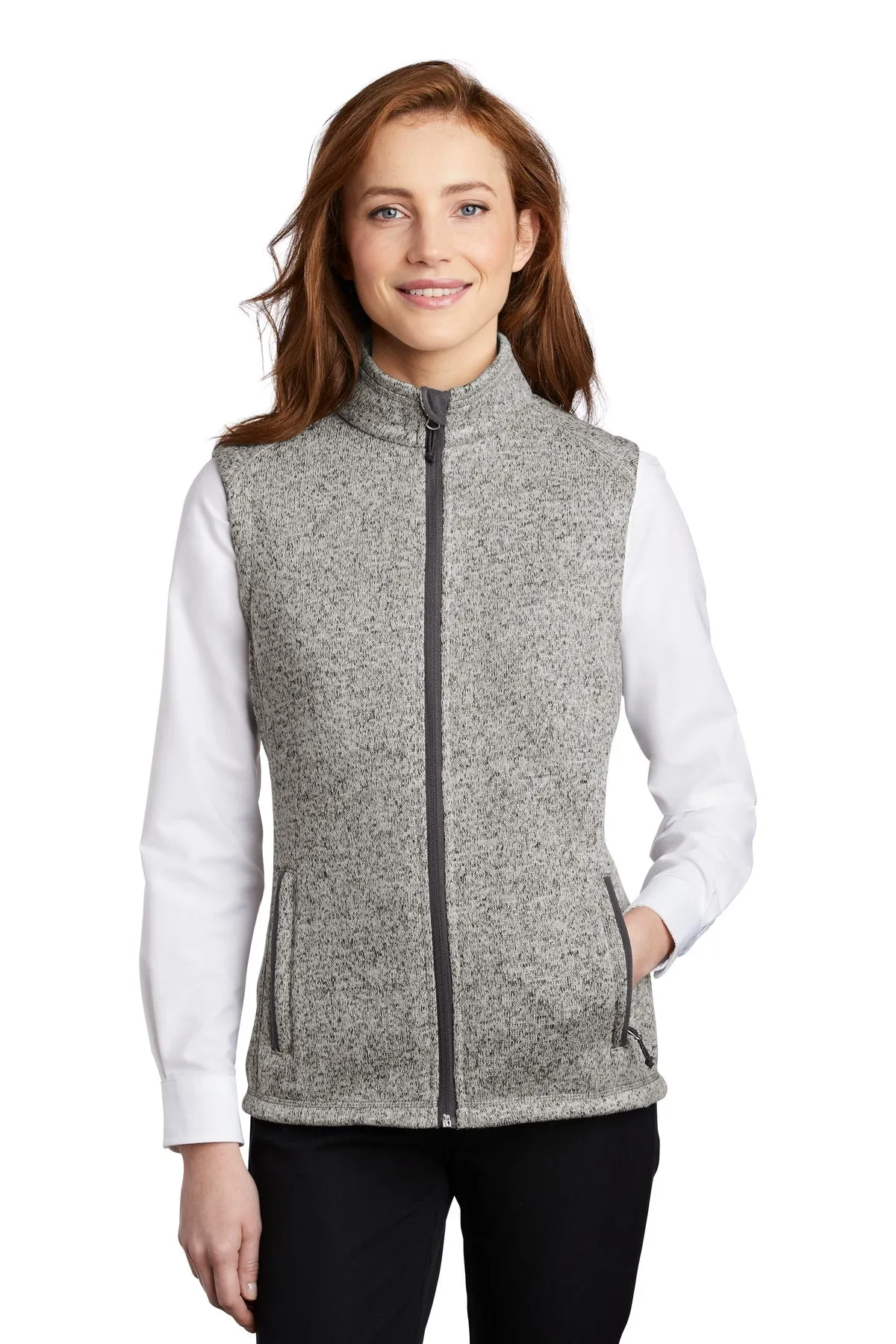 Port Authority  Women's Sweater Fleece Vest L236 Grey Heather