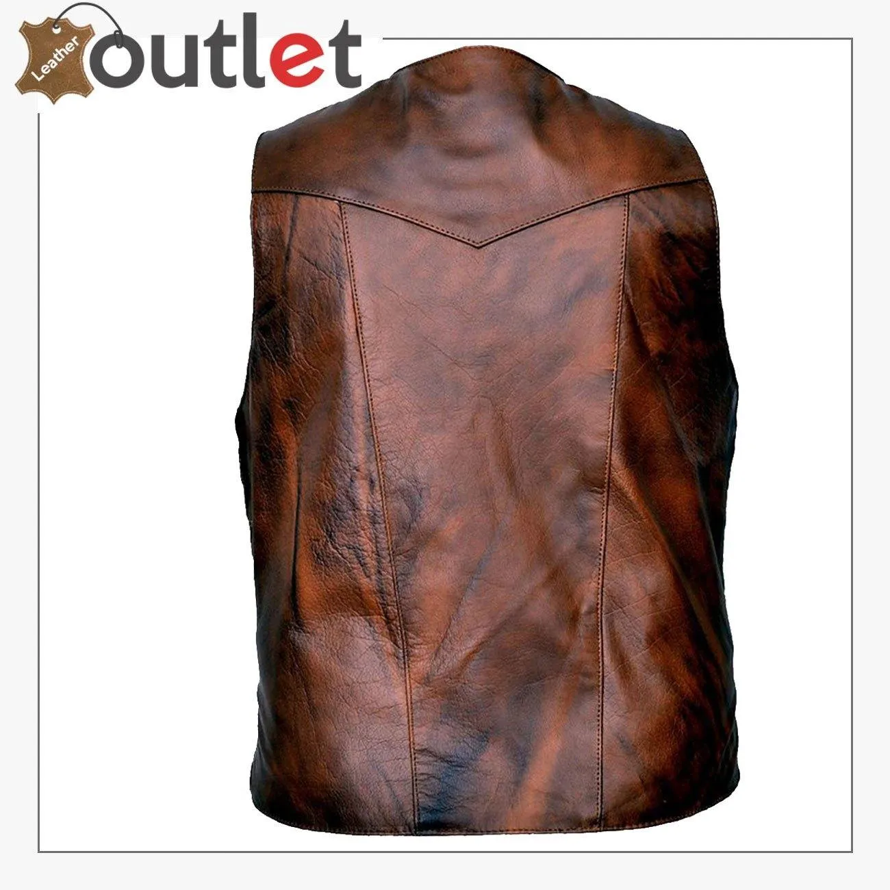 Premium Quality Two Tone Brown Leather Club Vest