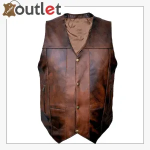 Premium Quality Two Tone Brown Leather Club Vest