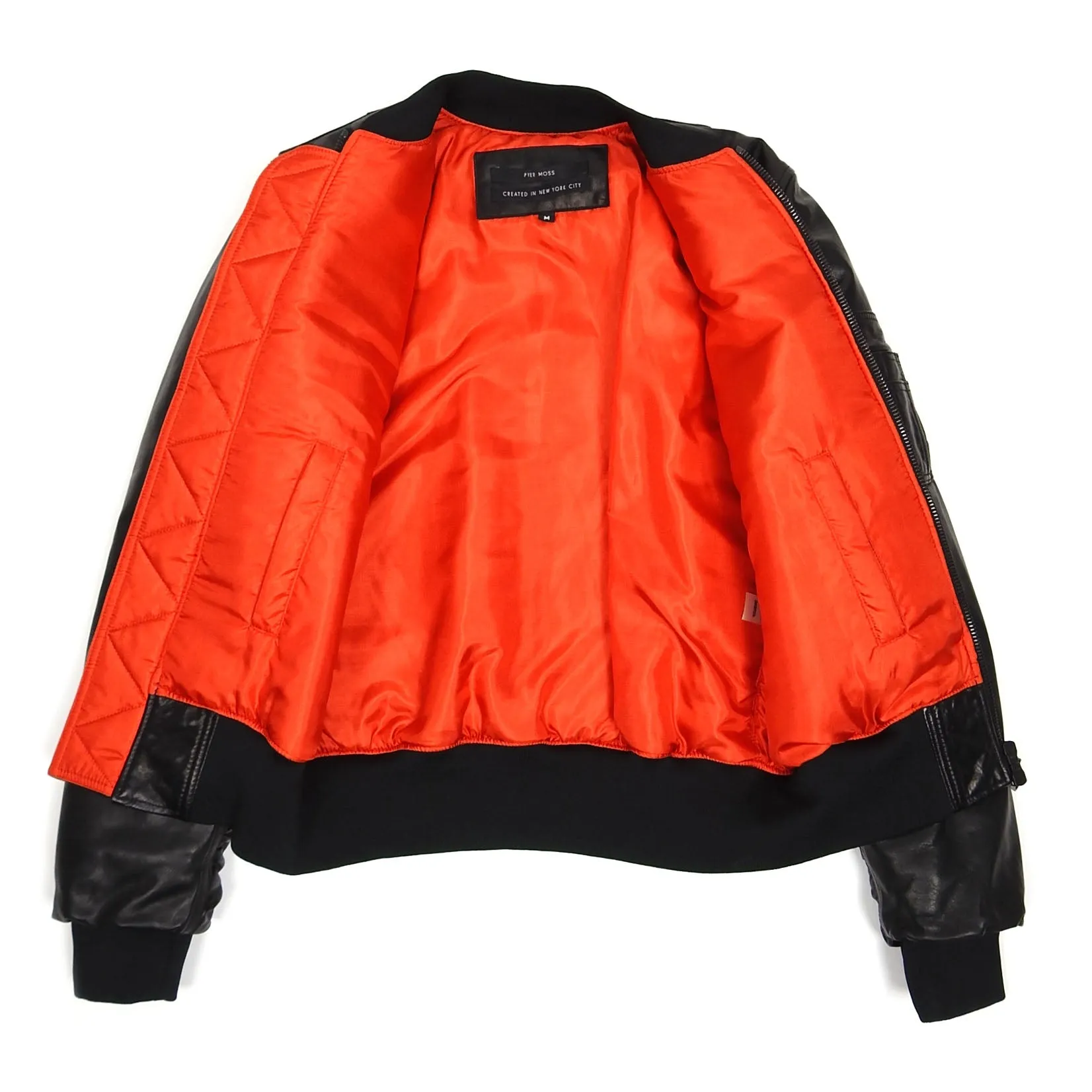 Pyer Moss Black Leather Bomber Size Medium