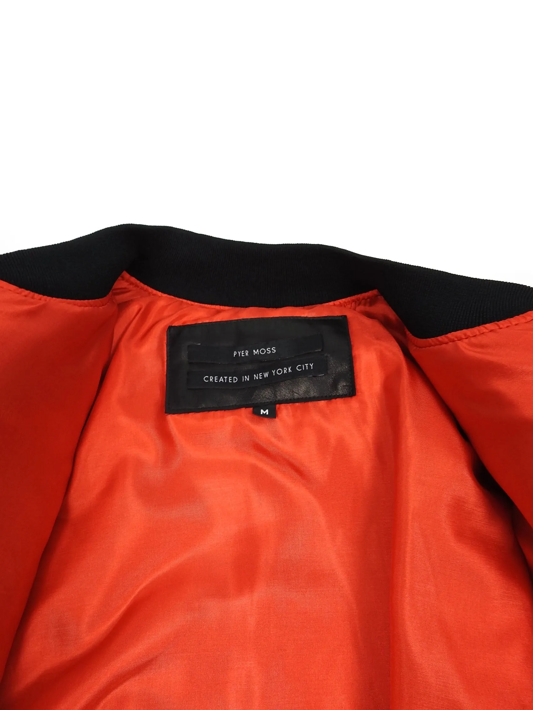 Pyer Moss Black Leather Bomber Size Medium
