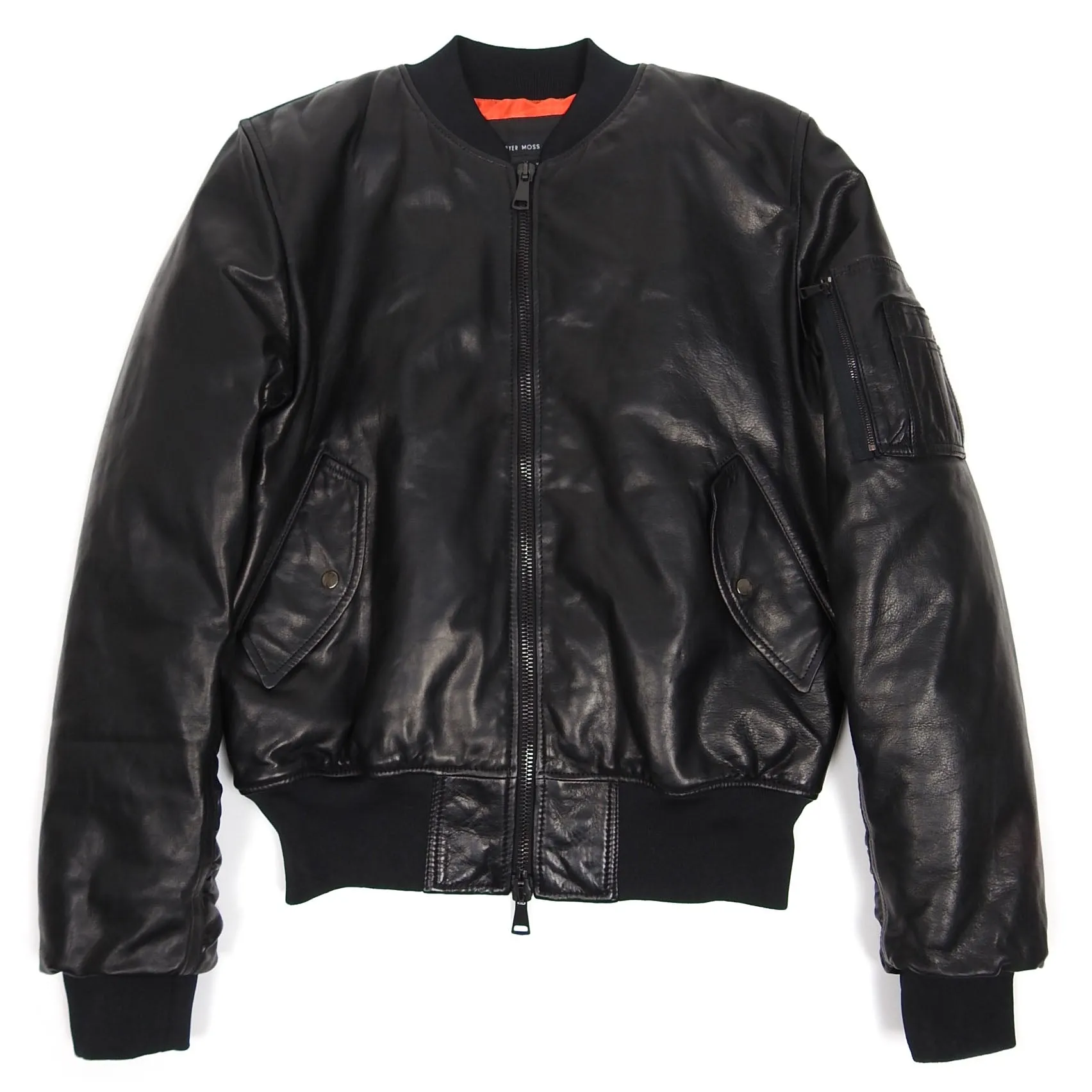 Pyer Moss Black Leather Bomber Size Medium