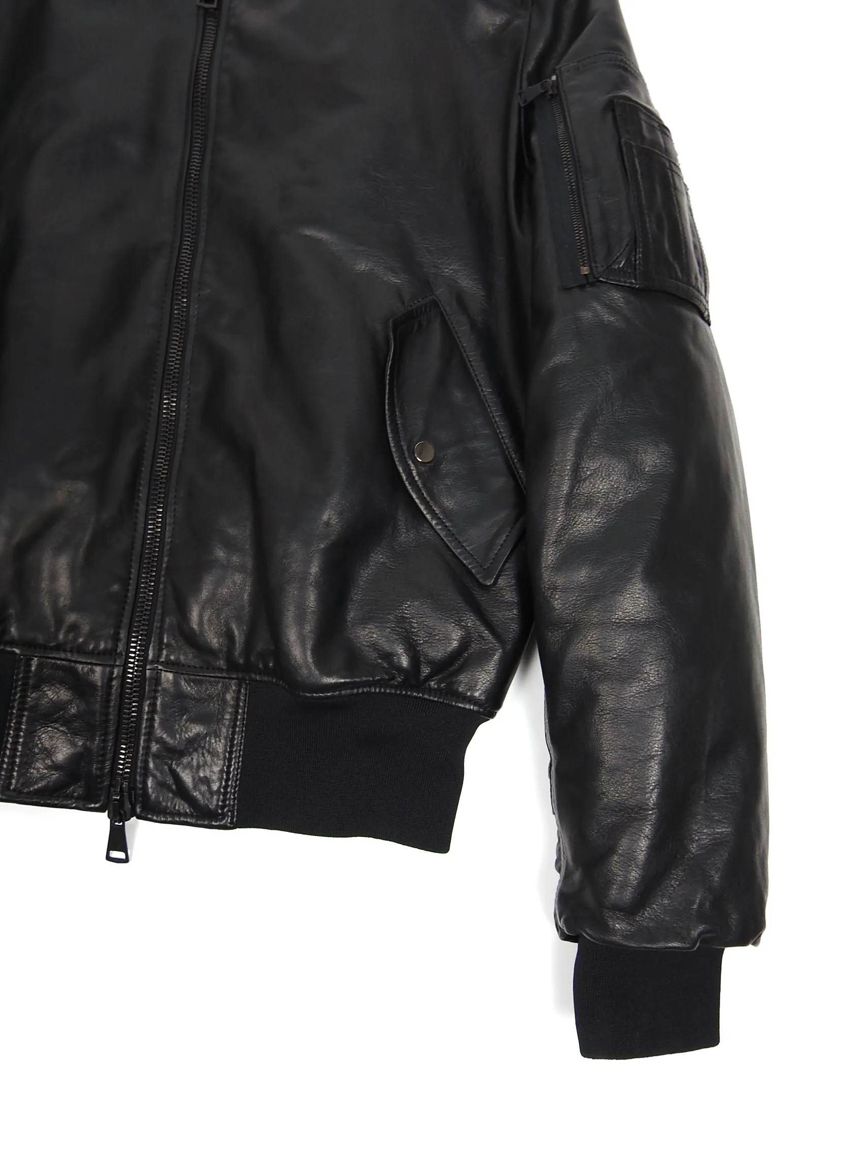 Pyer Moss Black Leather Bomber Size Medium