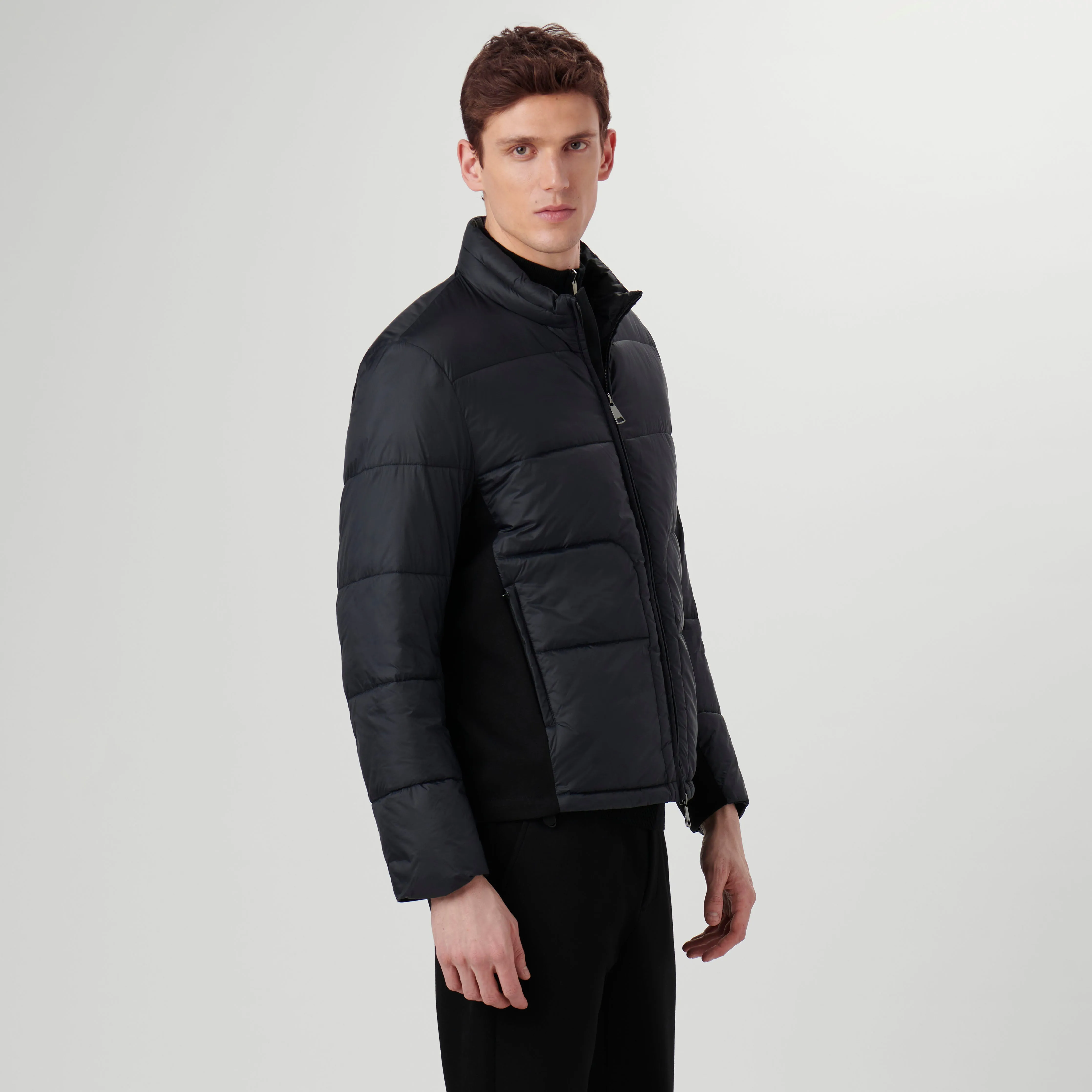 Quilted Bomber Jacket with Stow-Away Hood