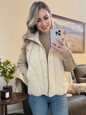 Quilted Puffer Vest in Beige