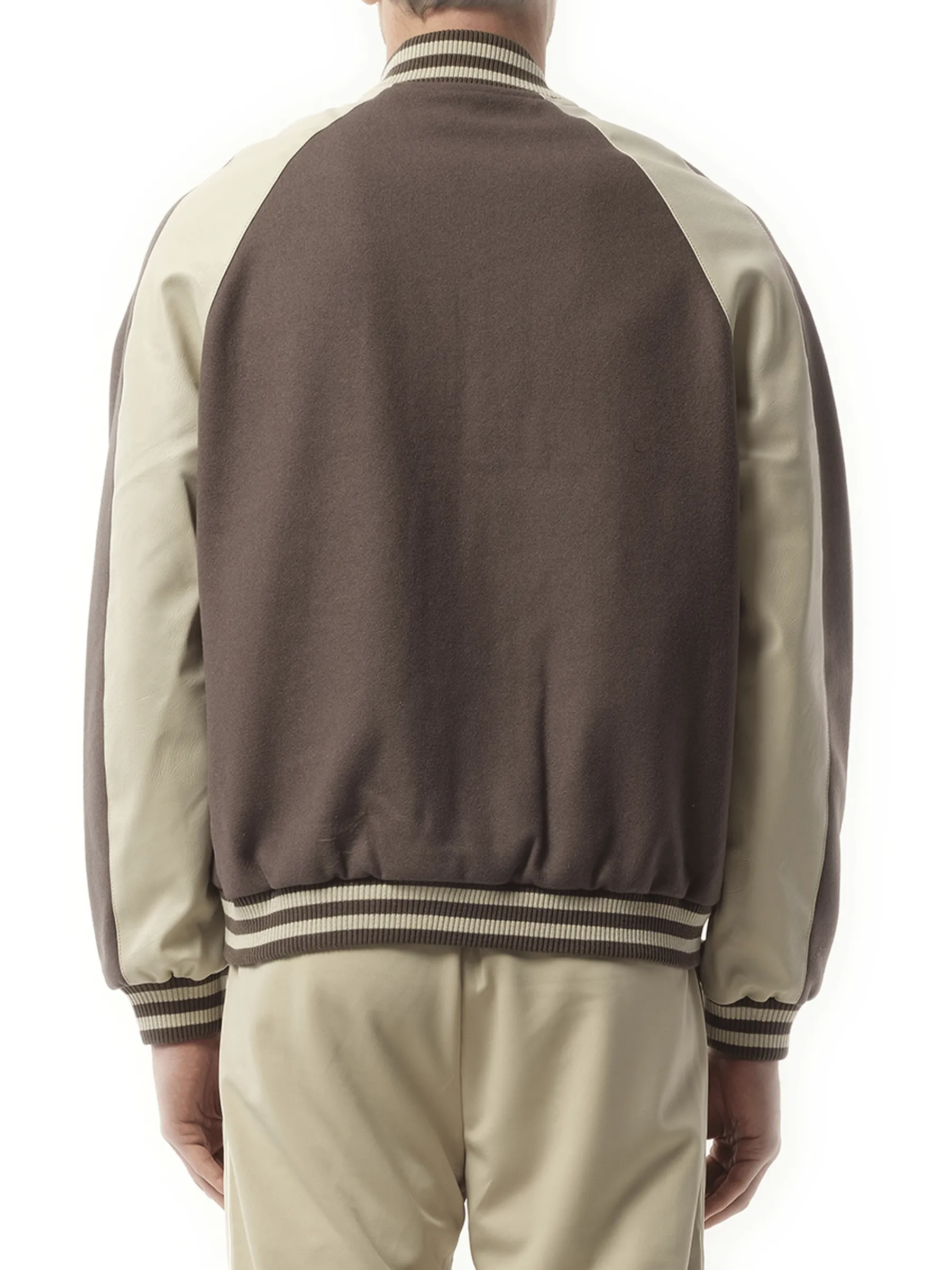 Raglan Varsity Jacket in Stone