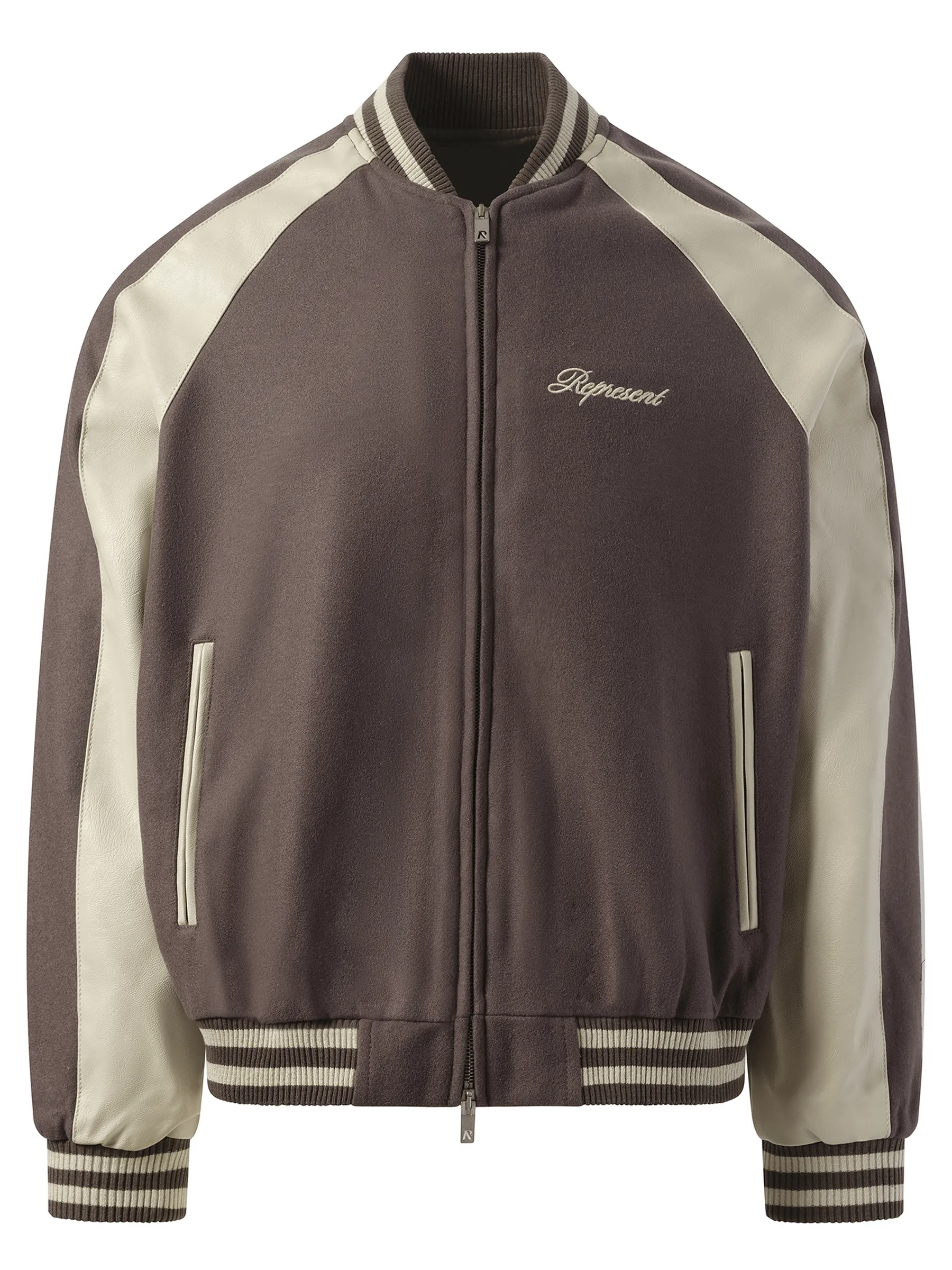 Raglan Varsity Jacket in Stone