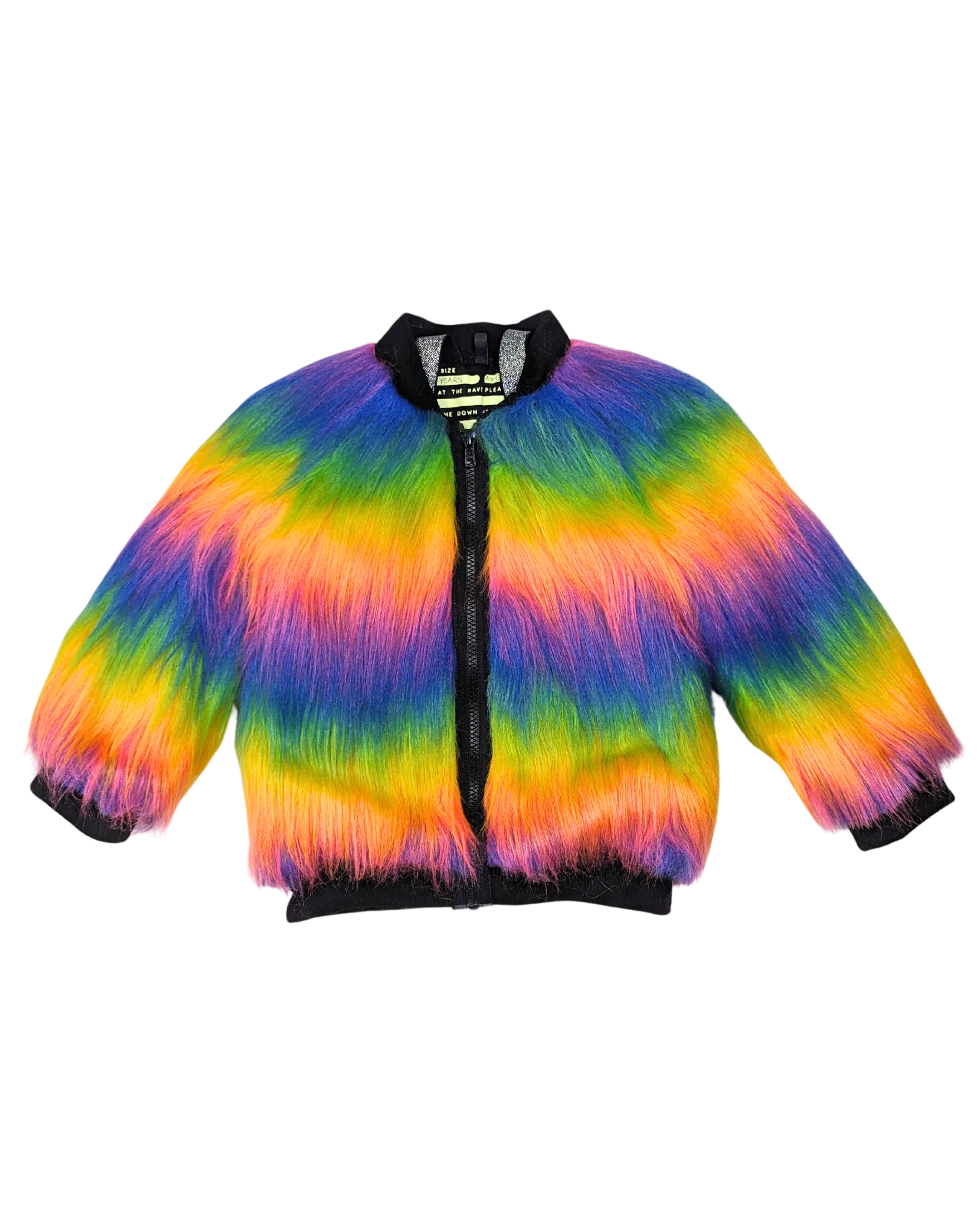 Rainbow Boogie Bomber Jacket by Raising Ravers - Long Fur, Ages 2-12