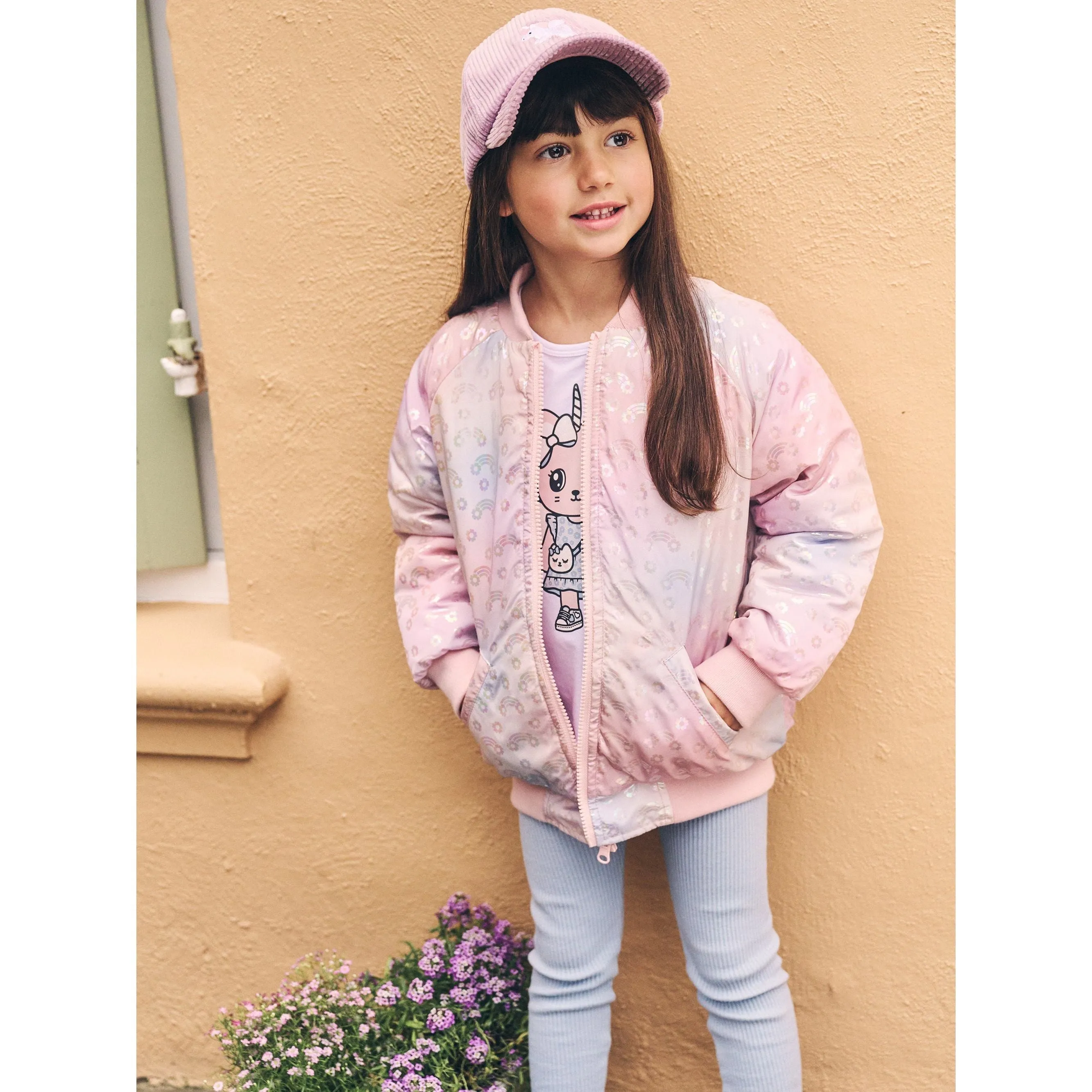 Rainbow Reversible Bomber Rosebud