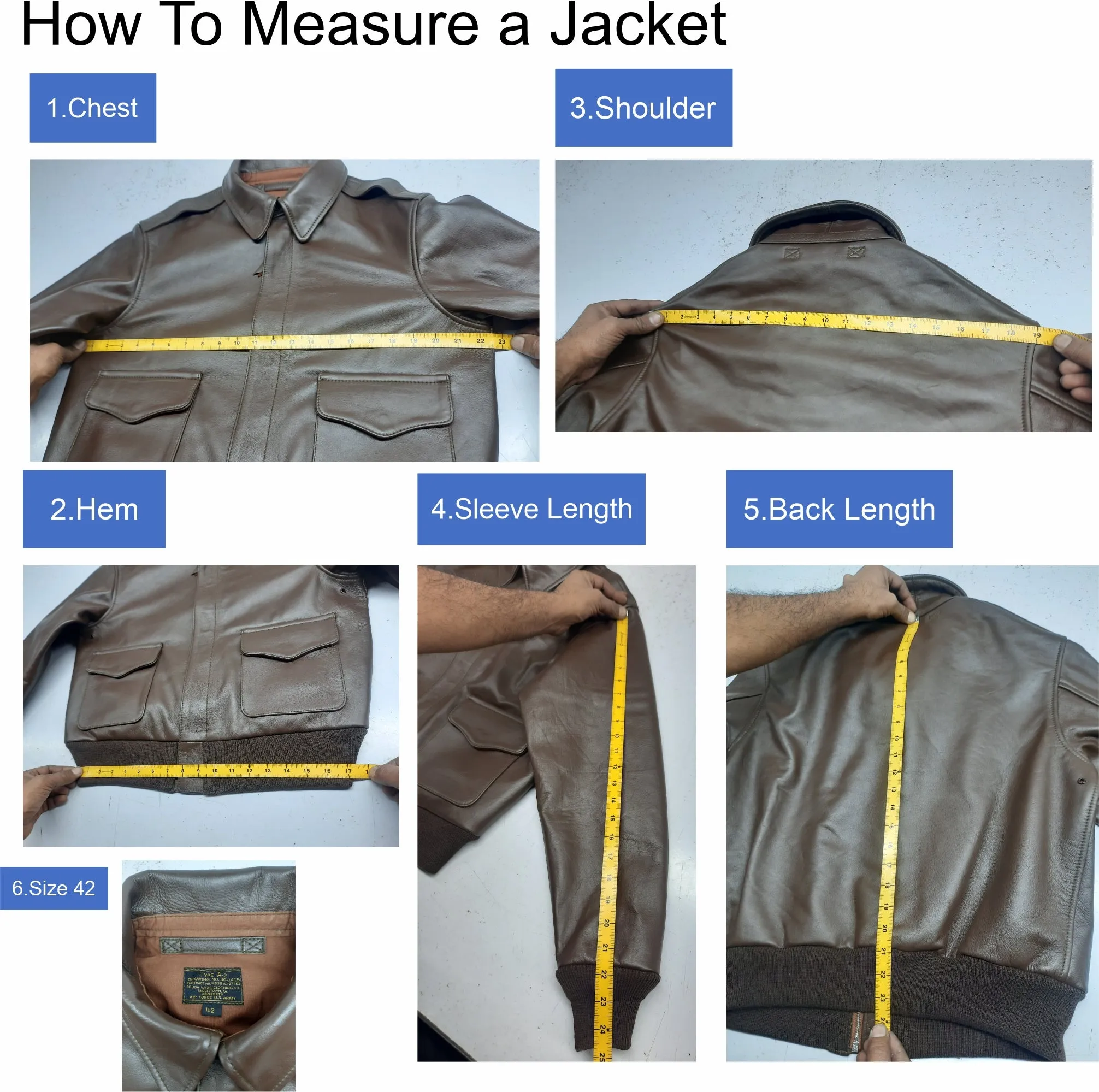 Repro A2 RW Clothing Co Contract No. W535 AC-27752 Real Horsehide Leather Mid Brown Jacket
