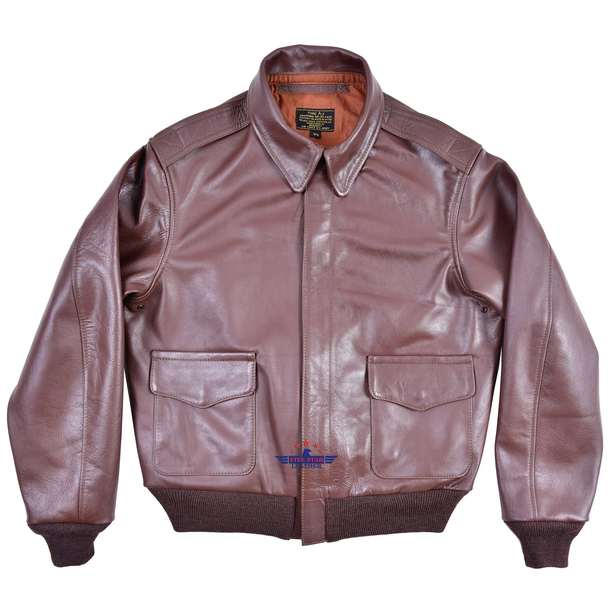 Repro A2 RW Clothing Co Contract No. W535 AC-27752 Real Horsehide Leather Mid Brown Jacket