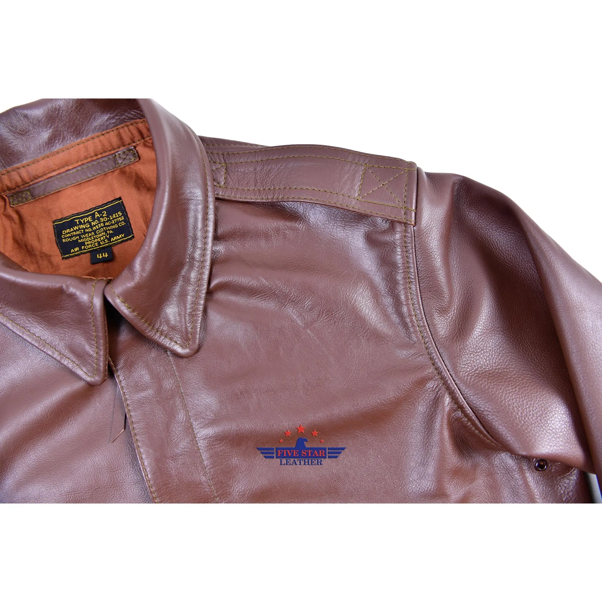 Repro A2 RW Clothing Co Contract No. W535 AC-27752 Real Horsehide Leather Mid Brown Jacket