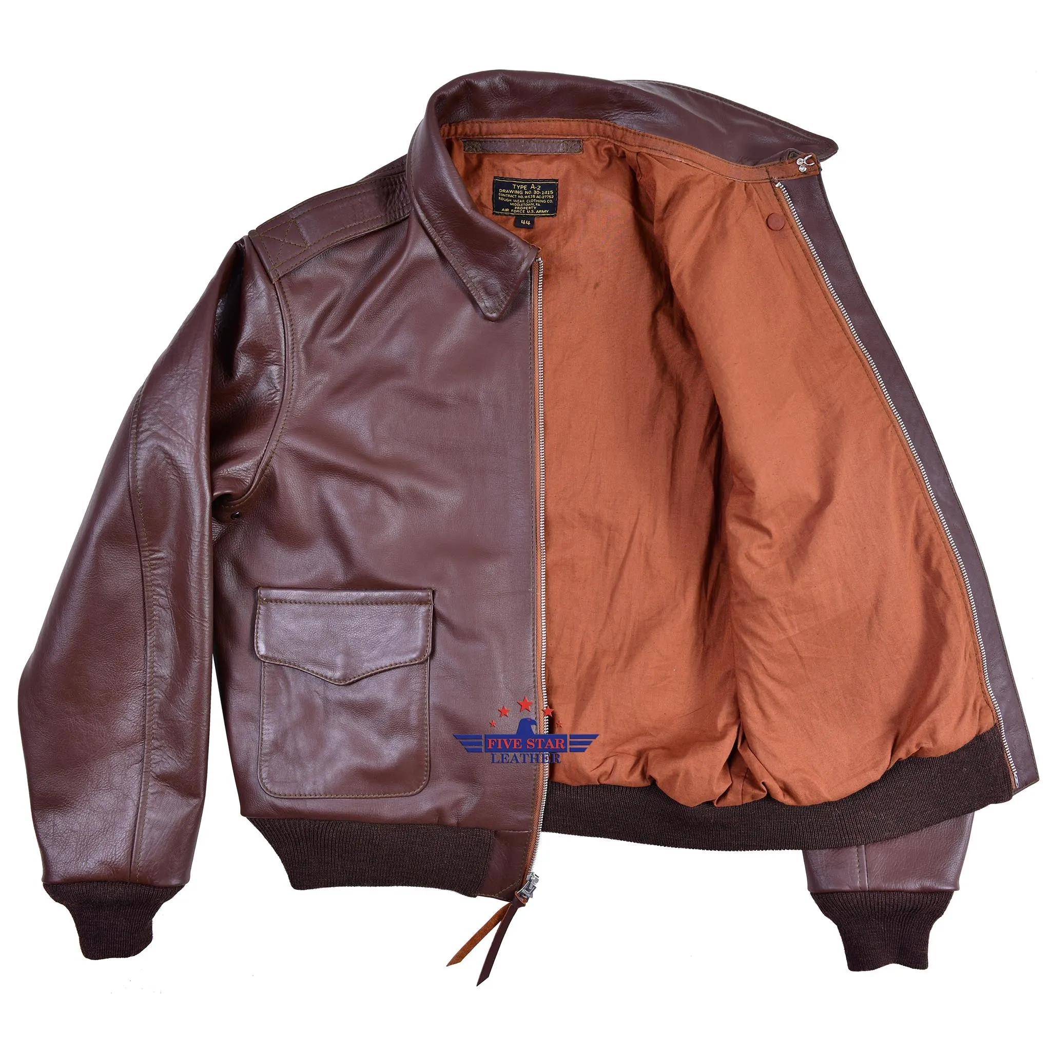 Repro A2 RW Clothing Co Contract No. W535 AC-27752 Real Horsehide Leather Mid Brown Jacket