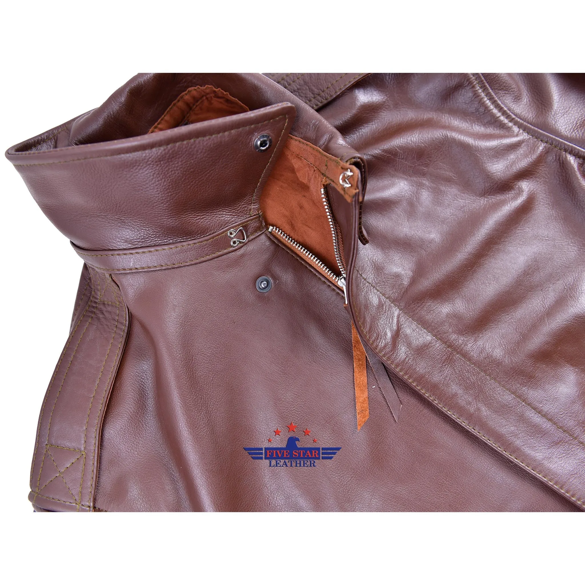 Repro A2 RW Clothing Co Contract No. W535 AC-27752 Real Horsehide Leather Mid Brown Jacket