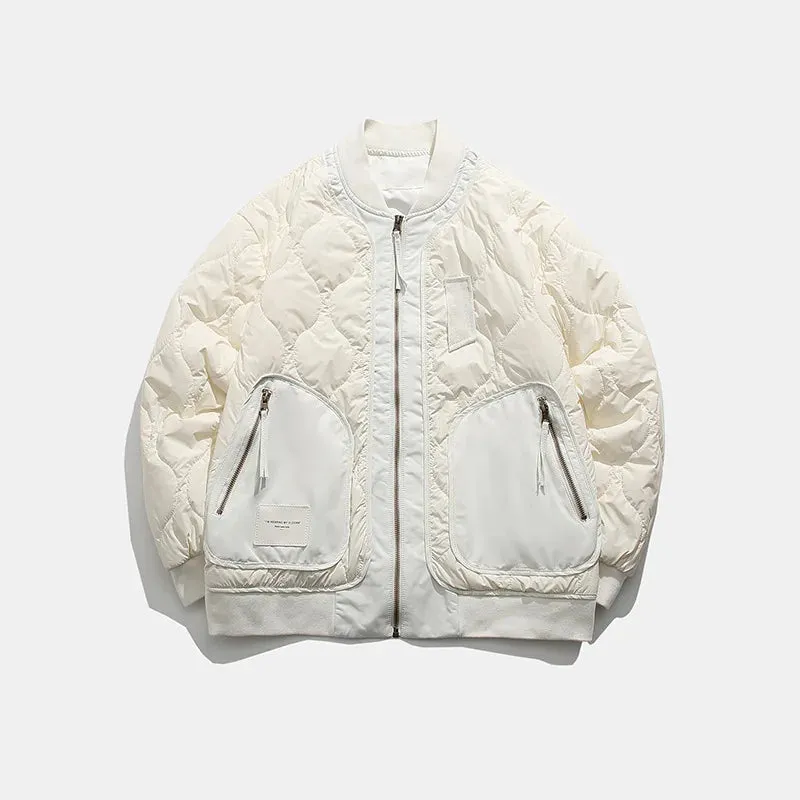 Retro Patched Zip-up Puffer Jacket