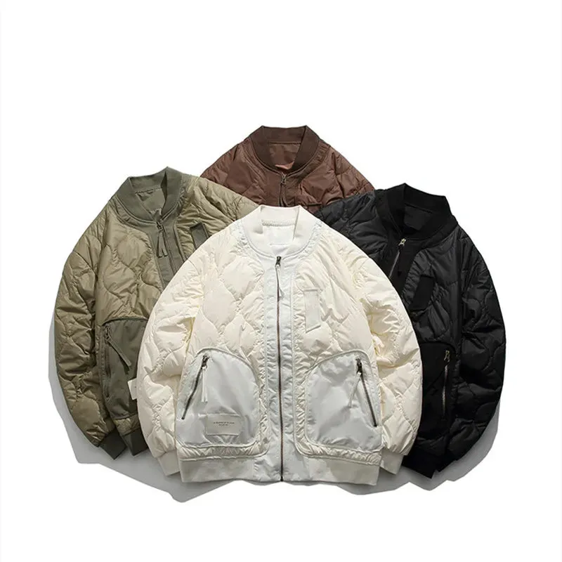 Retro Patched Zip-up Puffer Jacket