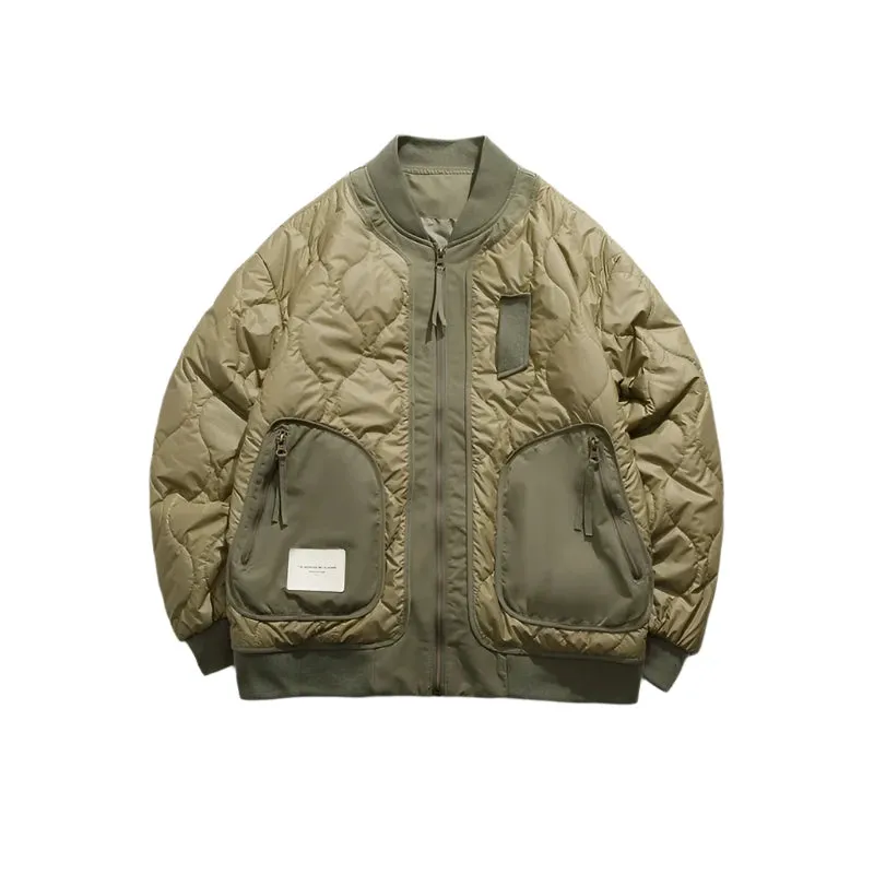 Retro Patched Zip-up Puffer Jacket