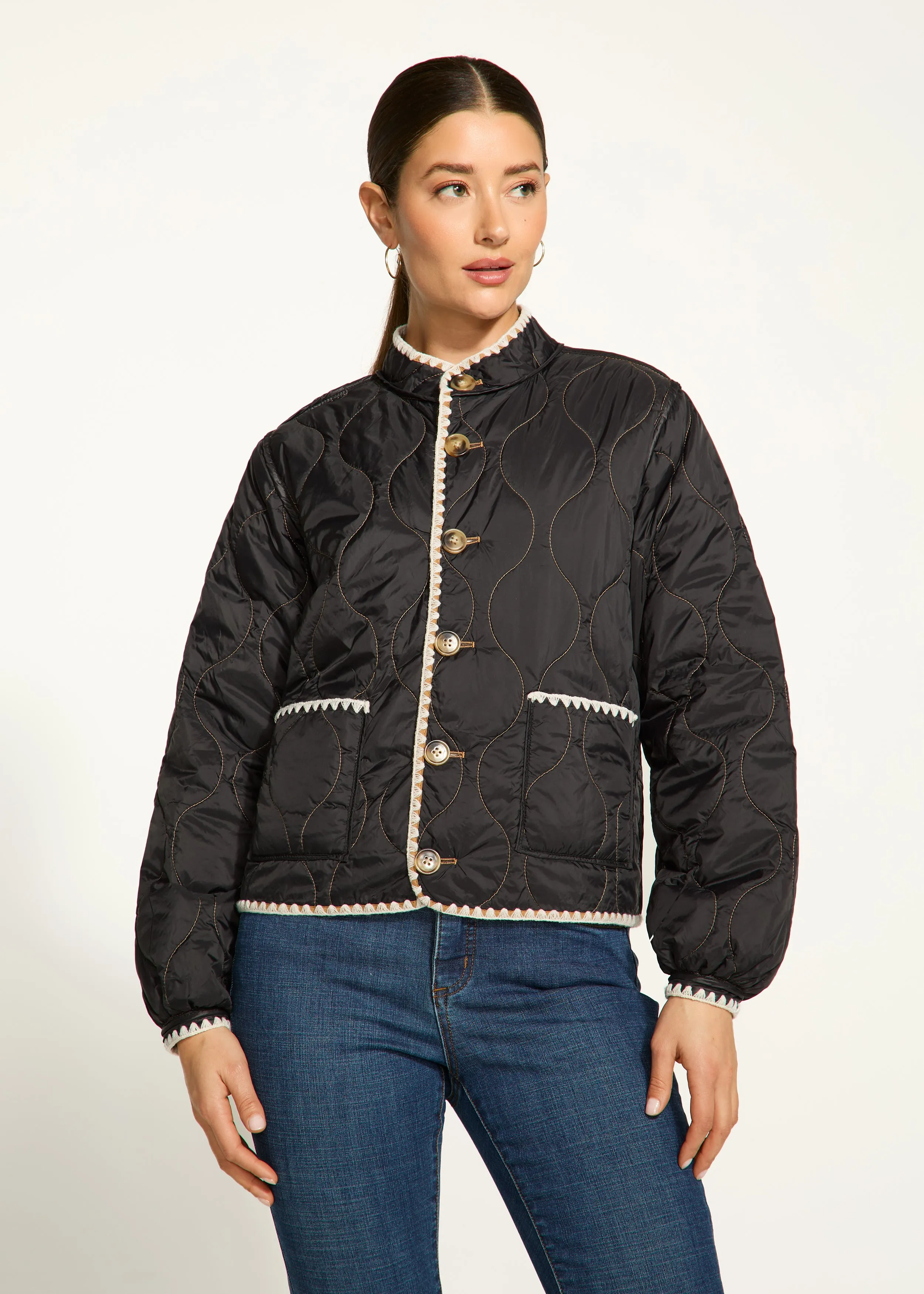 Reversible Lightweight Puffer, Gold/Black