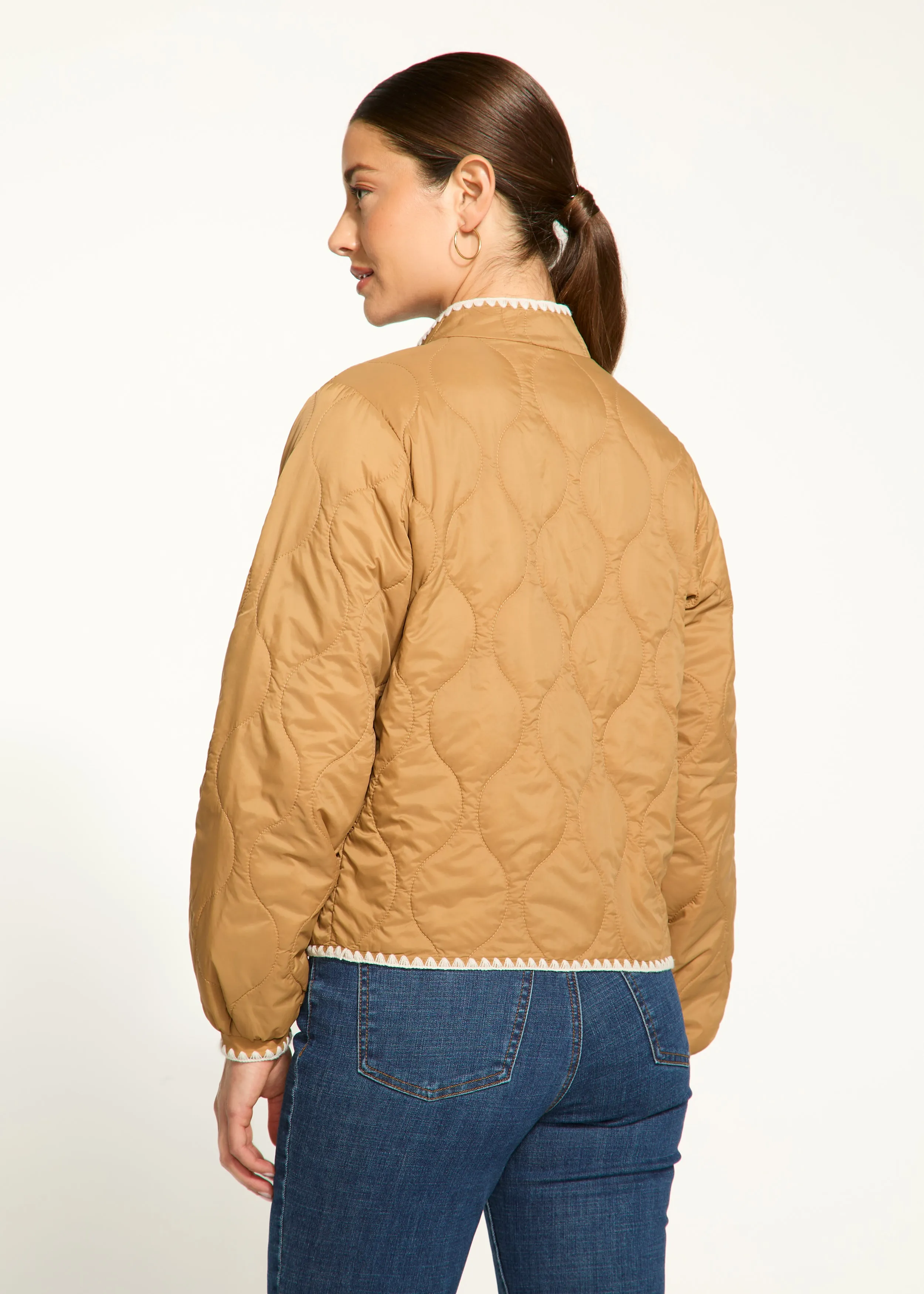 Reversible Lightweight Puffer, Gold/Black